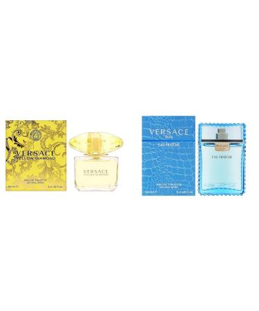 Versace Yellow Diamond for Women 3.0 oz Eau de Toilette Spray Man Eau Fraiche By Gianni For Men Edt Spray 3.4 Fl Oz Fragrance Bundle
