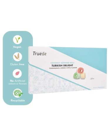 Truede Coconut Covered Pomegranate Lemon & Apple Flavour Roll Turkish Delight (270g) - Hand-Made Coconut Covered Dusted Pomegranate Lemon & Apple Flavoured Turkish Delight Coconut Covered Roll Turkish Delight