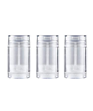ConStore 3pcs Round Shape Bottom Filling Stick Deodorant Container Empty Reusable Deodorant Bottles Clear Twist Up Stick Tube (30ml) 3 Count (Pack of 1)