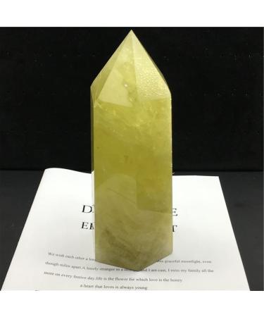 Meditation Gift 1PCS Natural Yellow Water Crystal Column Original Stone Hexagon Single tip Office Meditation (Size : 6-7cm)