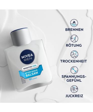 Nivea Men Sensitive Cool After Shave Balm 3-Pack (3 x 100ml) - Soothing Skin Care with Chamomile & Algae Extracts for Sensitive Skin - Buy Online on SooperMarket.com