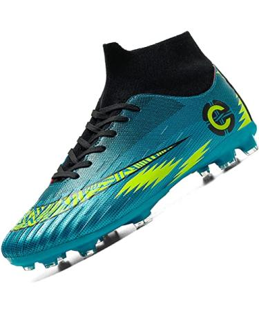 YANGTAOZI Mens Soccer Cleats Professional Spikes Soccer Shoes High-Top Outdoor Indoor Boys Breathable Football Cleats 4 Blue