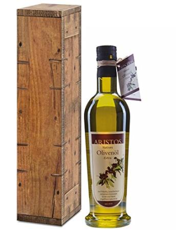 Cold pressed Greek olive oil in a gift box "wooden" 500ml for Christmas | ARISTOS
