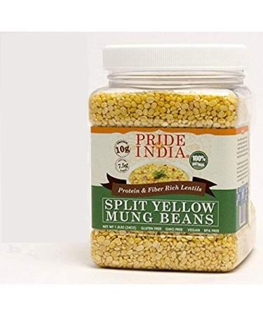 Pride Of India - Indian Split Yellow Mung Lentils - Protein & Fiber Rich Moong Dal 3 Pound Jar