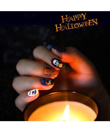Kalolary 12 Sheets Halloween Nail Art Stickers Decals DIY Self-Adhesive Nail Sticker Decals Nail Art Tips Stencil Nail Decorations for Halloween Party Include Pumpkin/Bat/Ghost/Witch etc - Buy Online on SooperMarket.com