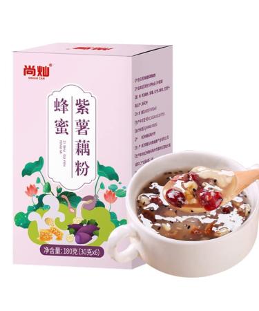 Purple Potato Black Sesame Grain Lotus Root Powder Nutritious and Healthy Breakfast Healthy and Full Meal Replacement Porridge with Fruit Nuts (Honey Purple Potato Lotus Root Noodles 3 box) Honey Purple Potato Lotus Root Noodles 3 box