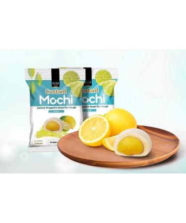 Royal Family Japanese style Custard Mochi Sweet Rice Cake Dessert Snacks - Lemon Flavour 110g HALAL - Buy Online on SooperMarket.com