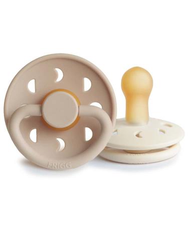 Frigg Moon Phase Schnuller 2 Pack |Latex Schnuller | BPA-free | Made in Denmark |Symmetrical sucker in cherry shape (cam/croissant size 2 (6-18 months)) Cream/croissant size 2 (6-18 months)