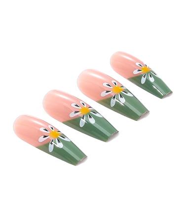 Brishow 24pcs Artificial Press-on Nails with Flower Designs | Sparkle Ballerina Acrylic False Nails for Women & Girls - International Shipping Available - Buy Online on SooperMarket.com