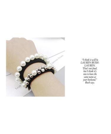 Suoirblss Imitation Pearl Hair Elastics - 5 PCS Elastic Bands for Ponytails and Bracelets - Buy Online on SooperMarket.com
