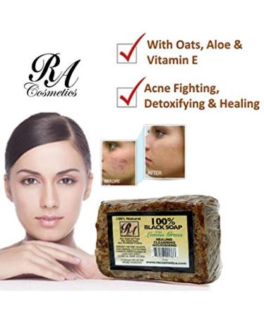 RA Cosmetics 100% Black Soap with Lemon Grass - Natural Skin Care 5 oz | Buy Internationally - Buy Online on SooperMarket.com