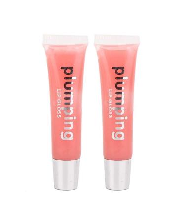 2pcs Lip Plumping Serum Glitter Lip Gloss Makeup Lipgloss Long Lasting Lipstick(02)