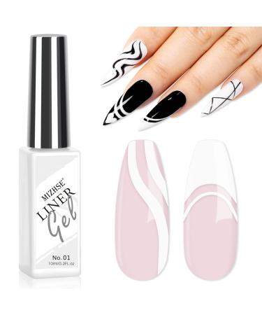 MIZHSE Gel Liner Nail Art Polish Supplies 10ml  White Gel Paint Spider Line Drawing Painting DIY Swirl Nail Design French Manicure for Home Salon