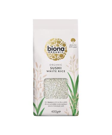 Biona Organic Sushi Rice - Short Grain White Sushi Rice - Japanese Style Sticky Texture - Ideal for Homemade Sushi Stir Frys & Poke Bowls - Non GMO Vegan - Plastic Free