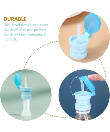 Kisangel 2pcs Spill-Proof Water Bottle Caps with Straw for Kids - Sky Blue | Portable Twist Cover Sippy Cap for Juice and Soda - Buy Online on SooperMarket.com
