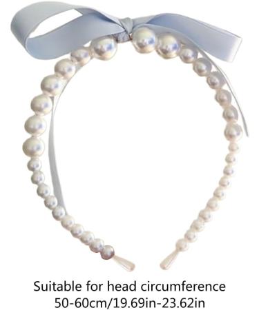Limtula Pearls Bowknot Headbands for Woman Girl Ribbon Hairband for Skincare Makeup Delicate Hairband for Girl Taking Photo Blue - Buy Online on SooperMarket.com