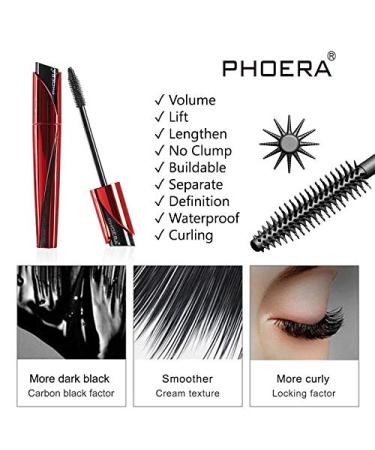 AQUAPURITY PHOERA Lash Volume Mascara Waterproof | 9D Curling Black Mascara for Intense Length & Volume | Long Lasting & Smudge Proof | Cruelty Free - Buy Online on SooperMarket.com