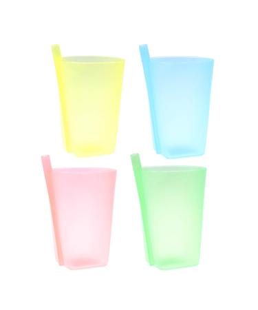 MAGICLULU 4Pcs Cup with Built in Straw Plastic Water Sippy Cups Containers Milk Straw Drinking Cups for Kids (Random Color)