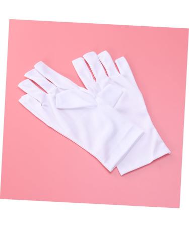 Mikinona Gel Manicure Gloves 1 Pair Anti Uv Glove Nail Half-Finger Gloves Chinese Wooden Pillow Cotton Glove Silicone Ear Display Uv Shield Glove White Manicure Manicure Glove - Buy Online on SooperMarket.com
