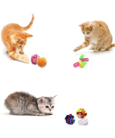 LASOCUHOO 30PCS Interactive Cat Toy Pack - Cat Crinkle Balls, Sparkle Balls, Spiral Springs - Buy Online on SooperMarket.com