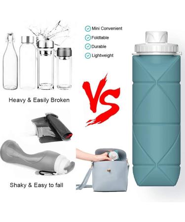 20oz Dark Green Collapsible Water Bottle | Leakproof & Reusable | BPA-Free Silicone | Portable for Gym, Camping & Travel - Buy Online on SooperMarket.com
