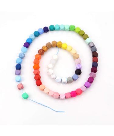 60Pcs Hexagon Silicone Beads 14mm for DIY Bracelet Necklace Women Jewelry Makeing Soft Colorful Loose Beads Handmade Supplies 62 Colors
