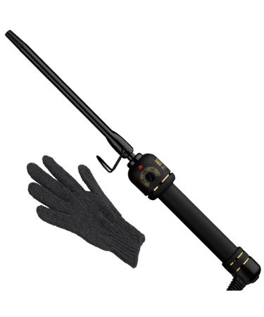 Hot Tools Black Gold Ribbon Curling Wand | Creates Tight Waves and Curls (5/8 in)