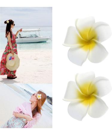 4 Pieces Plumeria Flower Clips - Hawaiian Foam Hair Clips for Bridal Wedding & Beach Decor - Buy Online on SooperMarket.com