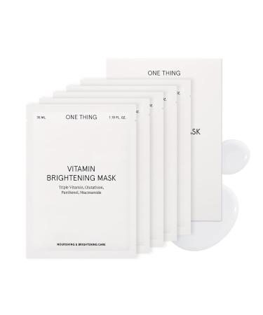 ONE THING Vitamin Brightening Mask 5 Sheets | Niacinamide 12 Vitamins C Tangerine Facial Sheet Mask Brightening Moisturizing Pack for Dull Tone Dark Spots Pigmentation | Vegan Korean Skin Care