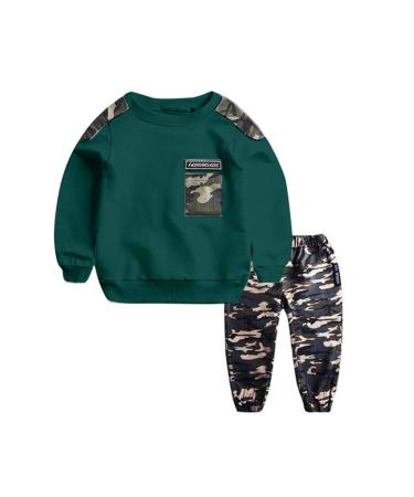 AMhomely Baby Boy Romper Sale Teen Kids Baby Boys Letter Tracksuit Camouflage Tops Pants 2PCS Outfits Set Recommended Age:9-11 Years Green