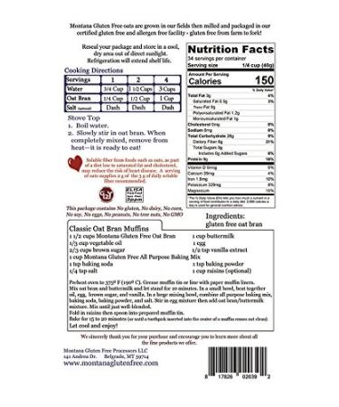 Gluten Free Oat Bran - 3lb Bag | High Quality, Certified Gluten Free - Buy Online on SooperMarket.com