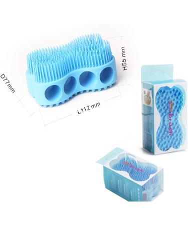 Emoly Soft Silicone Body Brush Scrubber | Exfoliating Skin Spa Massage Glove | Antiskid Finger Sleeve | Blue - Buy Online on SooperMarket.com