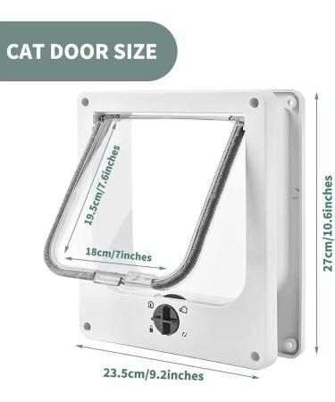 Large White 4-Way Locking Cat Door - Secure Entry for Your Pet - Buy Online on SooperMarket.com