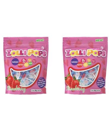 Zollipops Clean Teeth Lollipops AntiCavity Sugar Free Candy with Xylitol for a Healthy Smile Great for Kids Diabetics and Keto DietStrawberry Strawberry 2 x 15 Count 30 in Total Pack of 2