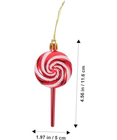 HOLIDYOYO 4pcs Lollipop Pendant Christmas Tree Hanging Peppermint Fake Christmas Candy Lollipops Red Plastic Red 11.60X5.00X1.60CM - Buy Online on SooperMarket.com