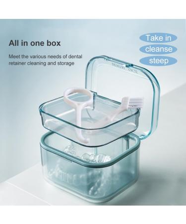 Three Layers Denture Box with Strainer Denture Box for Soaking Dentures and Storage Mouthguards Clear Dentures Braces Case for Daily Travel Cleaning(Blue) - Buy Online on SooperMarket.com