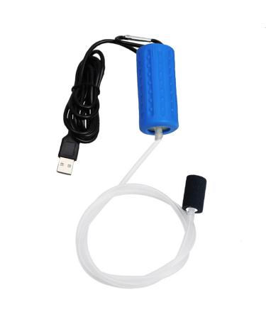 Air pump aquarium usb mini oxygen pump quiet oxygen pump energy saving oxygen bubbler with air stone and single outlet silicone hose 1W sky blue