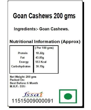 Jaiccha Ghasitaram Rakhi Gifts for Brothers Rakhi Dryfruits - Goan Cashews 200 GMS in Black Paper Pouch with Rudraksh Rakhi - Buy Online on SooperMarket.com