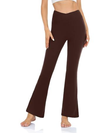 Womens High Waisted Bootcut Yoga Pants - Flare Leggings for Workout and Lounge (Brown, Small) - Buy Online on SooperMarket.com