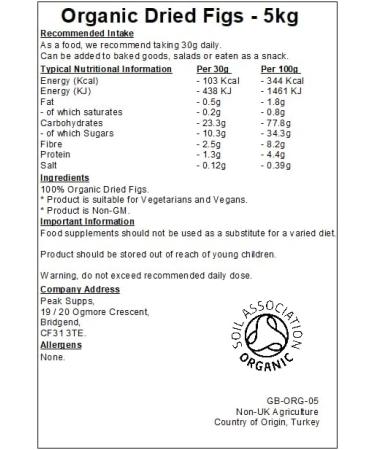 Organic Dried Figs - 5kg - Baked Goods - Whole - Vegan - Buy Online on SooperMarket.com
