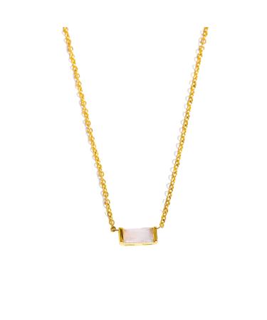 OralGos Birthstone Necklace Jewelry Delicate Stainless Steel Chain Choker Rectangle Birthstone Pendant for Women and Girls October