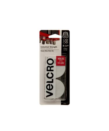VELCRO Brand 90363 Industrial Fasteners Stick-On Adhesive | Professional Grade Heavy Duty Strength | Indoor Outdoor Use  1 7/8in  Circles 4 Sets