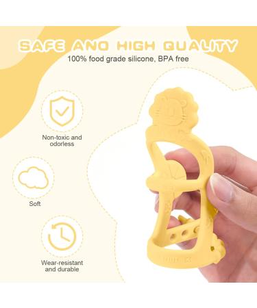 Vicloon Baby Teething Ring - 2PC Silicone BPA-Free Soft Lion Bite Toys for 3+ Months - Dental Aid & Massager - Yellow - Buy Online on SooperMarket.com