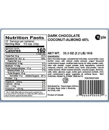 Yupik Dark Chocolate Coconut Almonds - 2.2 lb | Premium Quality Snack Mix - Buy Online on SooperMarket.com