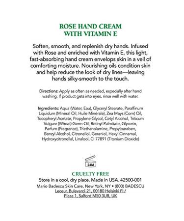 Mario Badescu Vitamin E Hand Cream - Moisturizing, Fast-Absorbing, Ideal for All Skin Types - Rose - Buy Online on SooperMarket.com