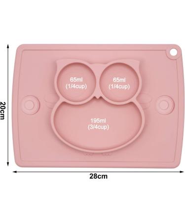 Qshare Toddler Plate | Portable BPA-Free Silicone Suction Plate for Kids | Dishwasher & Microwave Safe | 11x8x1 inch | Cream Pink - Buy Online on SooperMarket.com