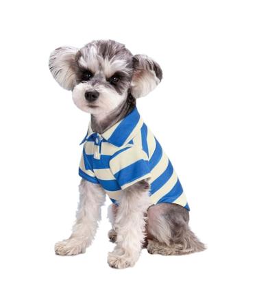 Polo shirt for small dogs two -legged strip shirt puppy costume summer t shirt fashionable clothing for bichon French bull dog dog shirt striped dog shirt breathable blue XS