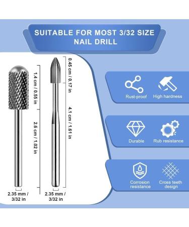 Tungsten Carbide Cuticle Clean Bit 2Pcs for Nail Drill - Smooth Round Top Barrel Head - Ideal for Gel Polish and Natural Nails - Buy Online on SooperMarket.com