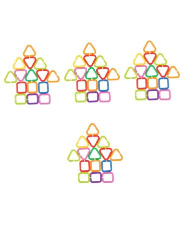 Ibasenice 140 pth geometric chain buckle baby links chain members made of plastic small children baby rings toys left sensory rings baby ring newborn chew sport strollers different colors x 4 pieces 5.5x5.5cmx4pcs