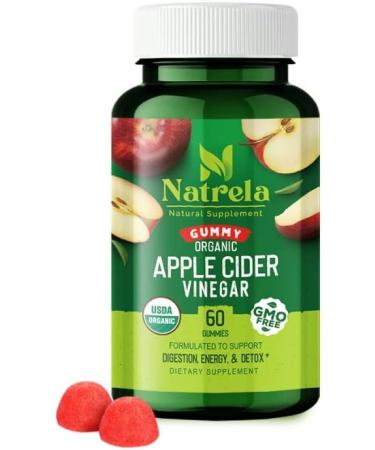 Natrela Organic Apple Cider Vinegar Gummies with The Mother - 60ct | USDA Certified, Vegan, Immune & Detox Support - Buy Online on SooperMarket.com